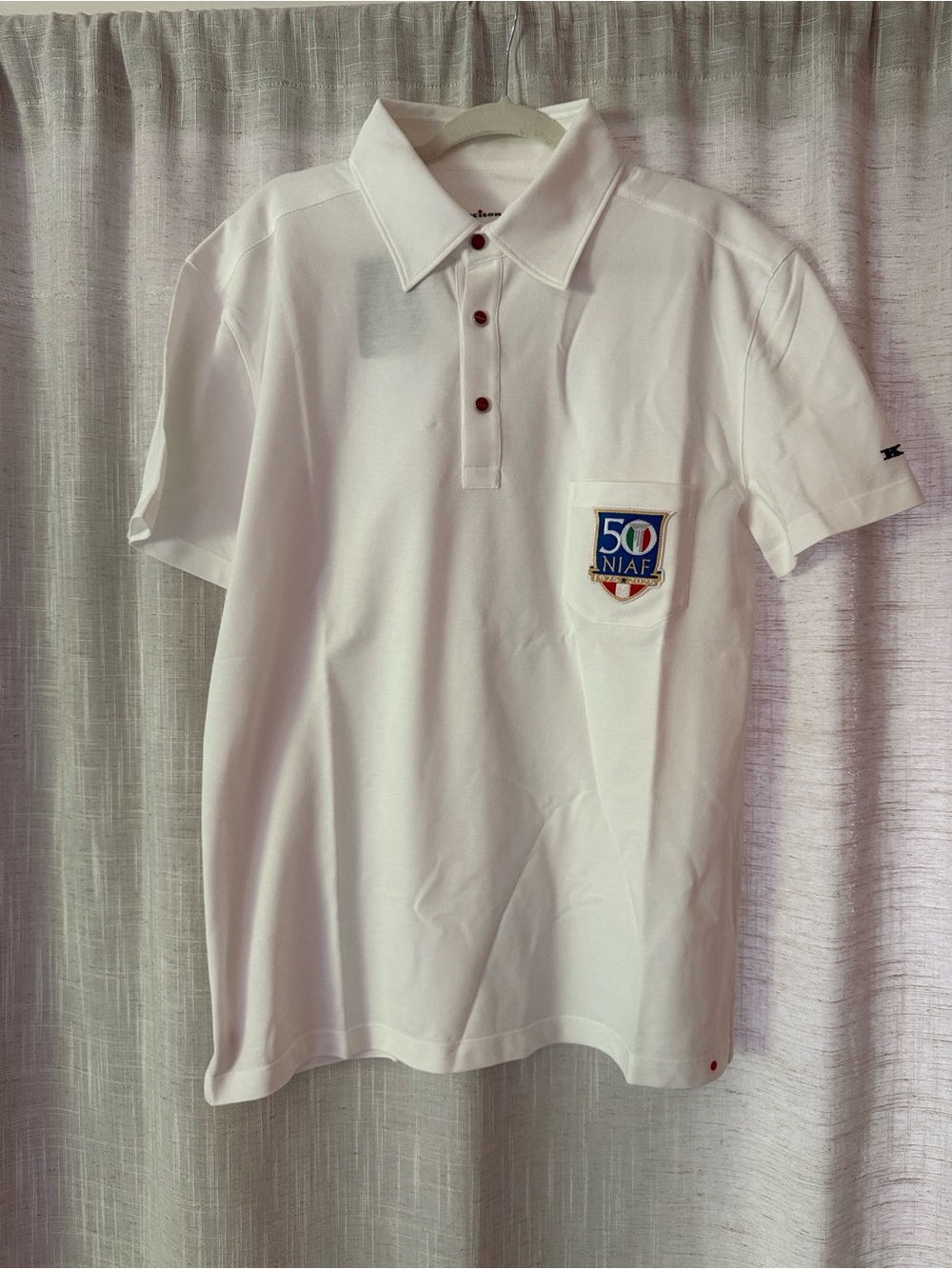 KITON White Polo Shirt with NIAF 50th Anniversary Patch